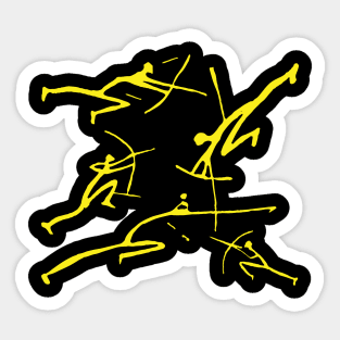 Yellow Bowmen Minimalist Paleolithic Cave Art Bow Fight Sticker